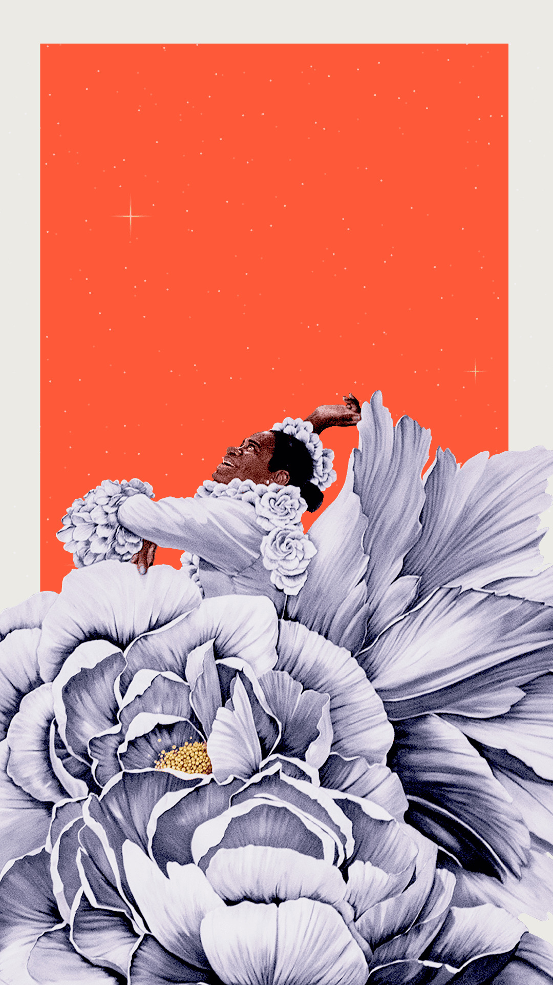 Ilustración bailarina Delia Zapata con vestido de falda en flor