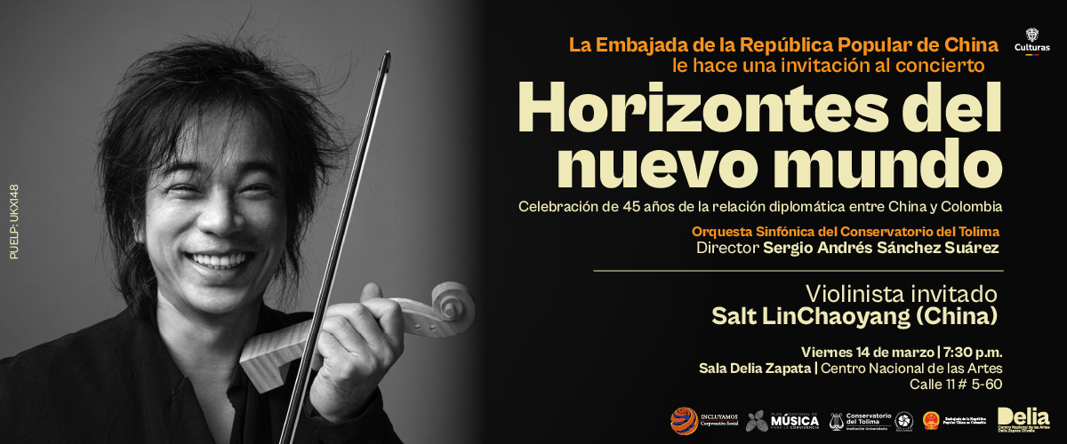 concierto Horizontes del Nuevo Mundo, la Orquesta Sinfónica del Conservatorio del Tolima, junto a su invitado, el violinista chino Salt Lin Chaoyang