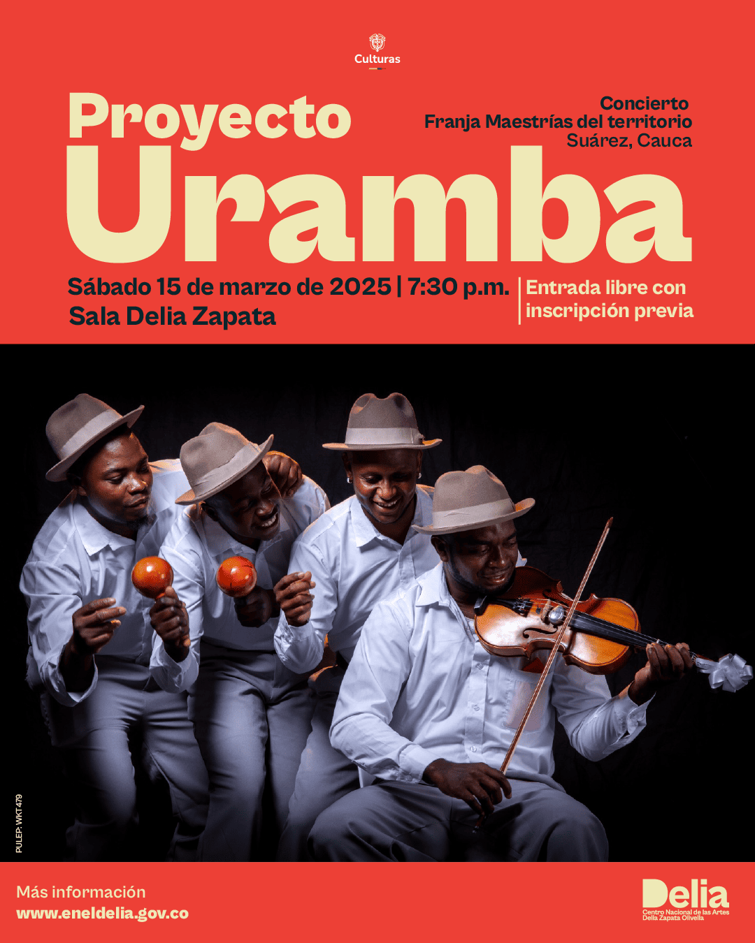 Proyecto Uramba trae desde el Pacífico colombiano hasta la Sala Delia Zapata la herencia y los ritmos de la música tradicional afro del norte del Cauca.