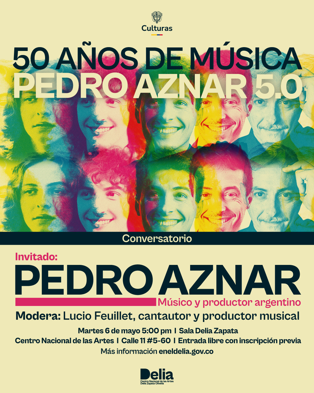 El Artista argentino Pedro Aznar conversará con el cantautor colombiano Lucio Feuillet sobre 50 años de música