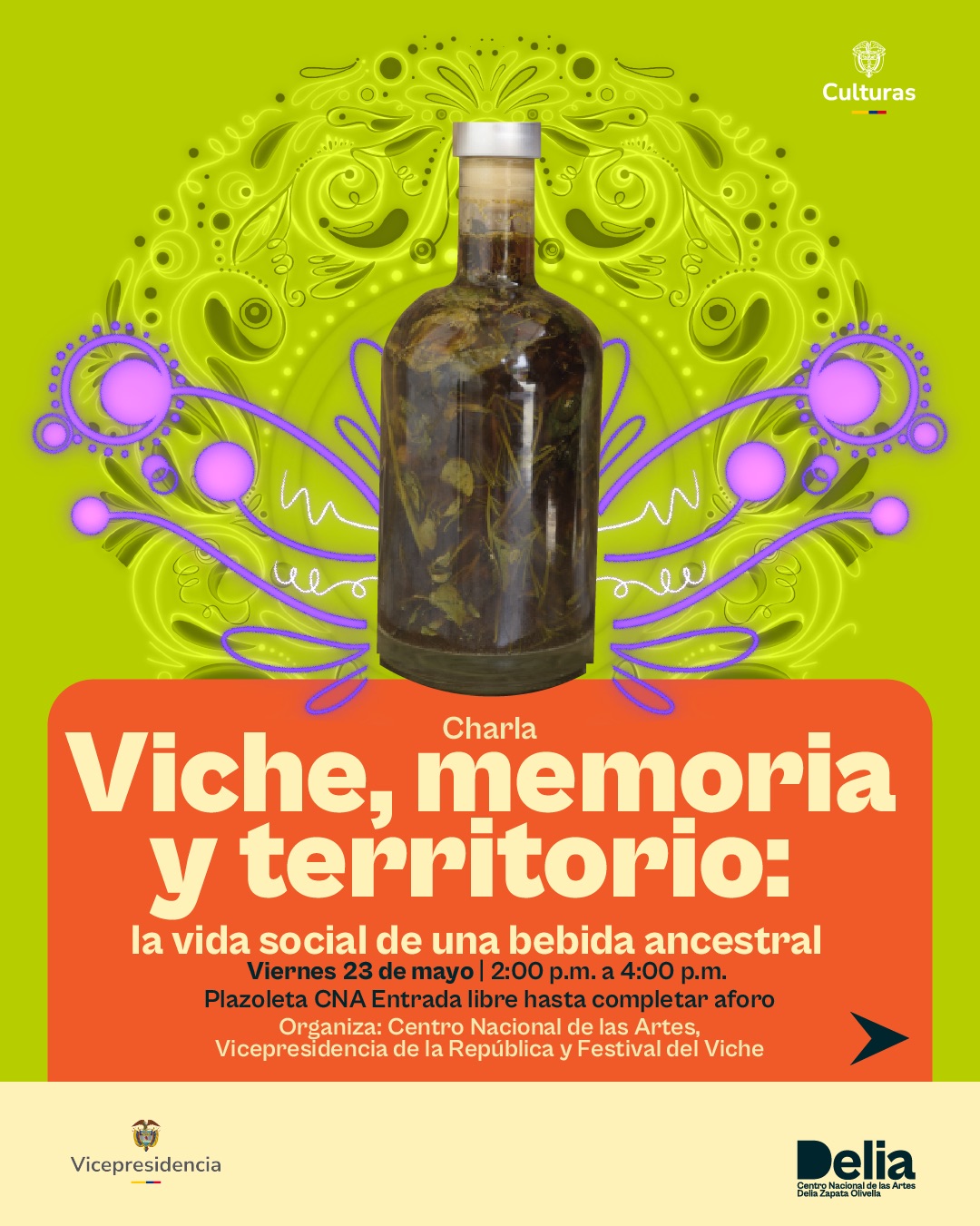 Esta charla invita a explorar el Viche como una expresión viva de la memoria, la identidad y la resistencia de las comunidades afro del Pacífico colombiano. A partir de sus usos tradicionales, rituales y medicinales, así como de sus formas contemporáneas de producción y consumo, se abordará cómo esta bebida ancestral encarna saberes, prácticas culturales y vínculos profundos con el territorio.