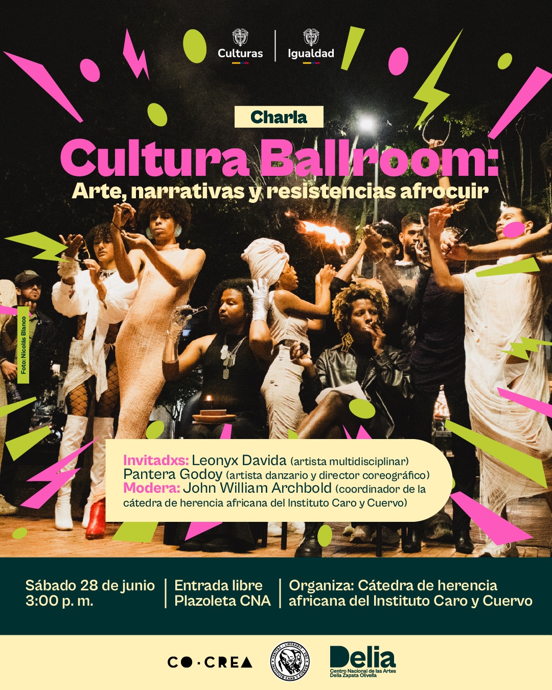 La cultura y/o contracultura ballroom surge en las comunidades negras y migrantes de Estados Unidos que fueron marginadas tanto por la sociedad en general como dentro de la misma comunidad LGBTIQ+, durante la década de los setenta. En los últimos años, el movimiento ballroom ha cobrado gran relevancia entre los colectivos activistas de esta comunidad en Colombia. Su propósito es propiciar el encuentro y la circulación del arte como forma de expresión, protesta y denuncia, donde confluyen el cuerpo y la palabra en una confrontación estética.