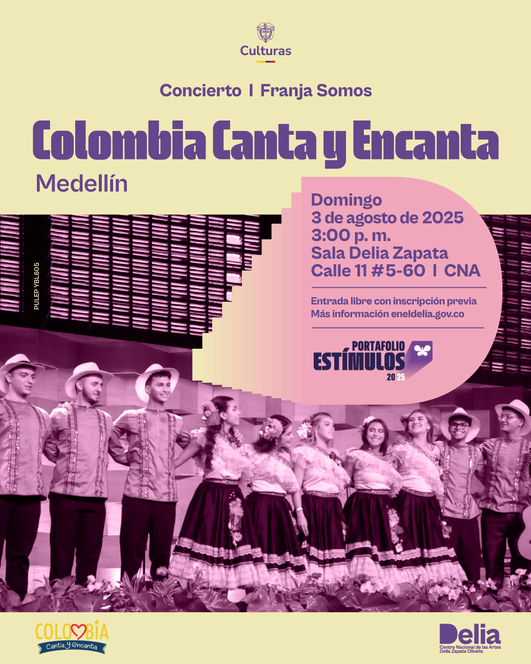 Llega al Centro Nacional de las Artes Colombia Canta y Encanta, una agrupación que presentará una aventura por Colombia a través de sus músicas, danzas e historias a través de una experiencia artística inigualable en la que participan niñas, niños y jóvenes que impulsan la difusión del folclor colombiano.