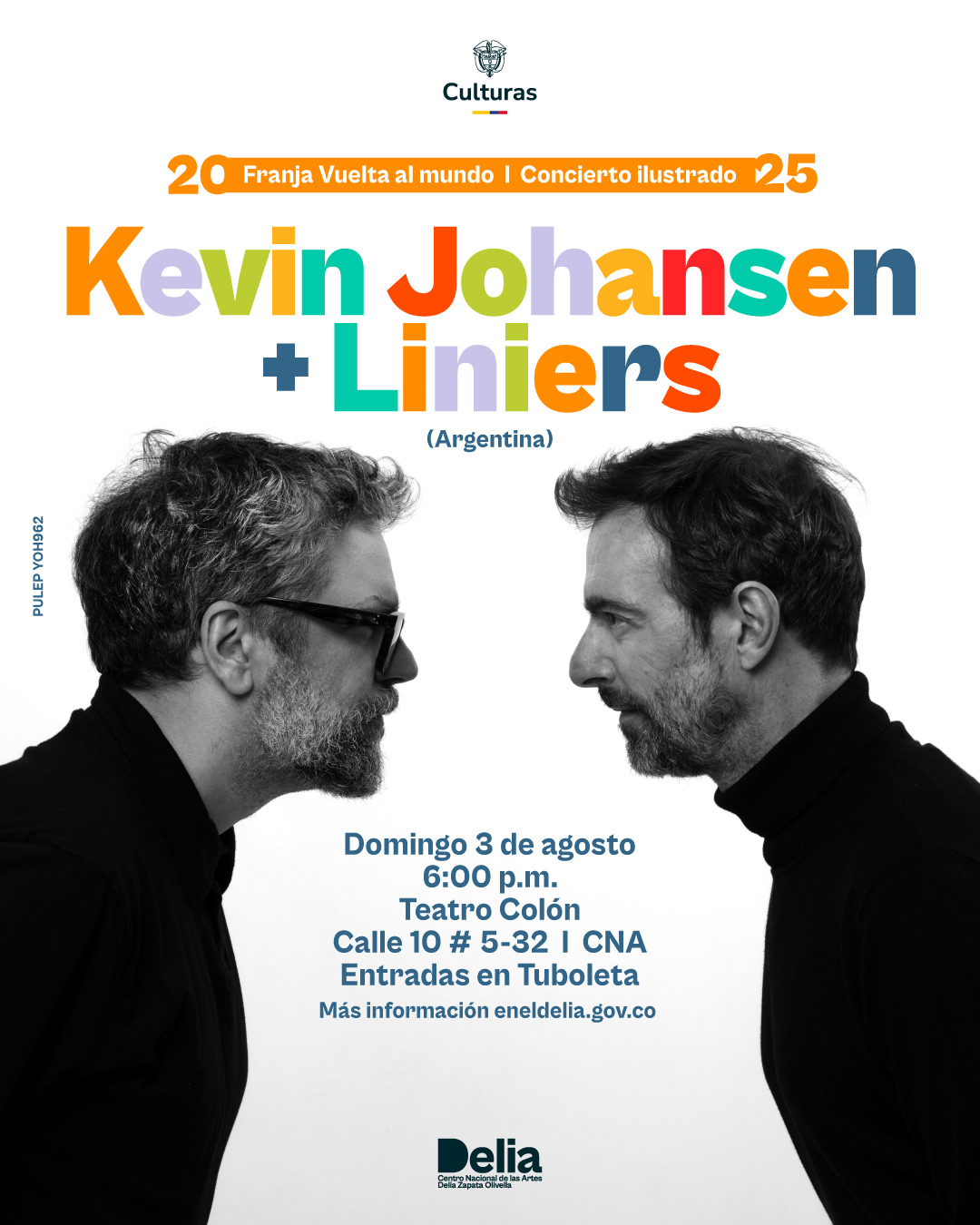 Kevin Johansen y Liniers se suben al escenario con una complicidad que solo dan los años, la amistad y el juego compartido. Juntos proponen un espectáculo tan singular como entrañable: un concierto ilustrado en el que las canciones de Johansen —ingeniosas, melódicas, impredecibles— se entrelazan con los dibujos improvisados de Liniers, que aparecen en tiempo real como si brotaran directamente de la música.