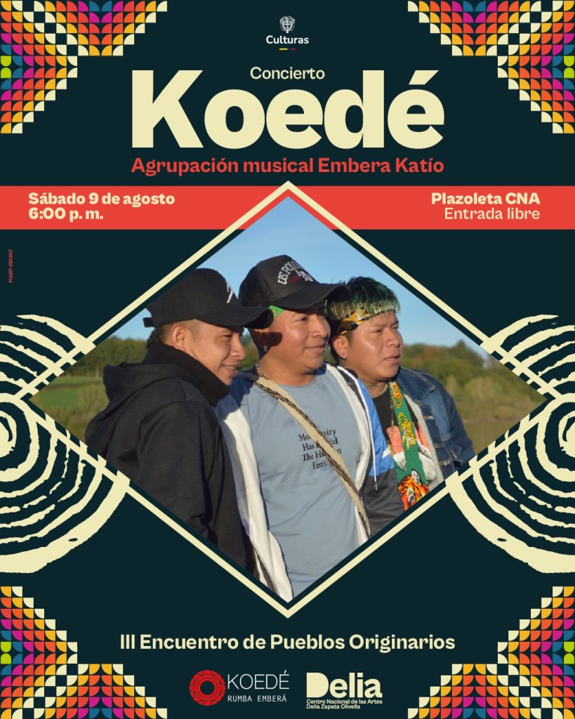 Desde Bogotá y con raíces en la cultura Emberá, Koedé fusiona la música tradicional indígena con ritmos contemporáneos como la cumbia, la carranga y música afrodescendiente.