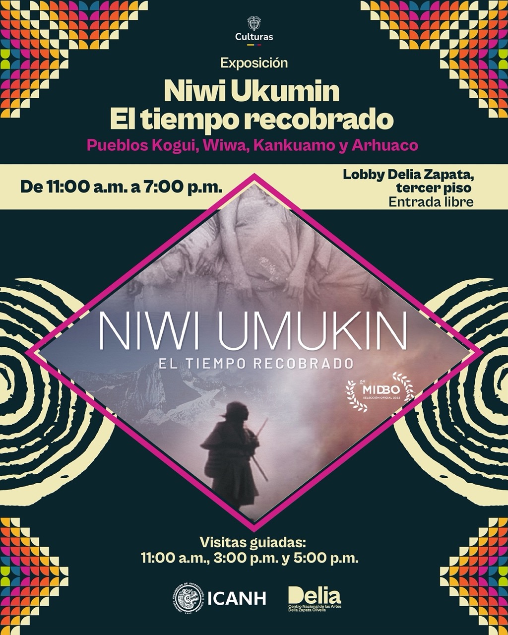 'Niwi Ukumin – El tiempo recobrado' es una instalación audiovisual de carácter expandido que presenta, en tres pantallas simultáneas, una inmersión sensible y crítica en los procesos de memoria, espiritualidad y territorialidad de los pueblos Kogui, Wiwa, Kankuamo y Arhuaco de la Sierra Nevada de Santa Marta. Esta obra fue ganadora de la convocatoria de estímulos del Fondo de Desarrollo Cinematográfico 2020 en la categoría de cortometraje experimental. 