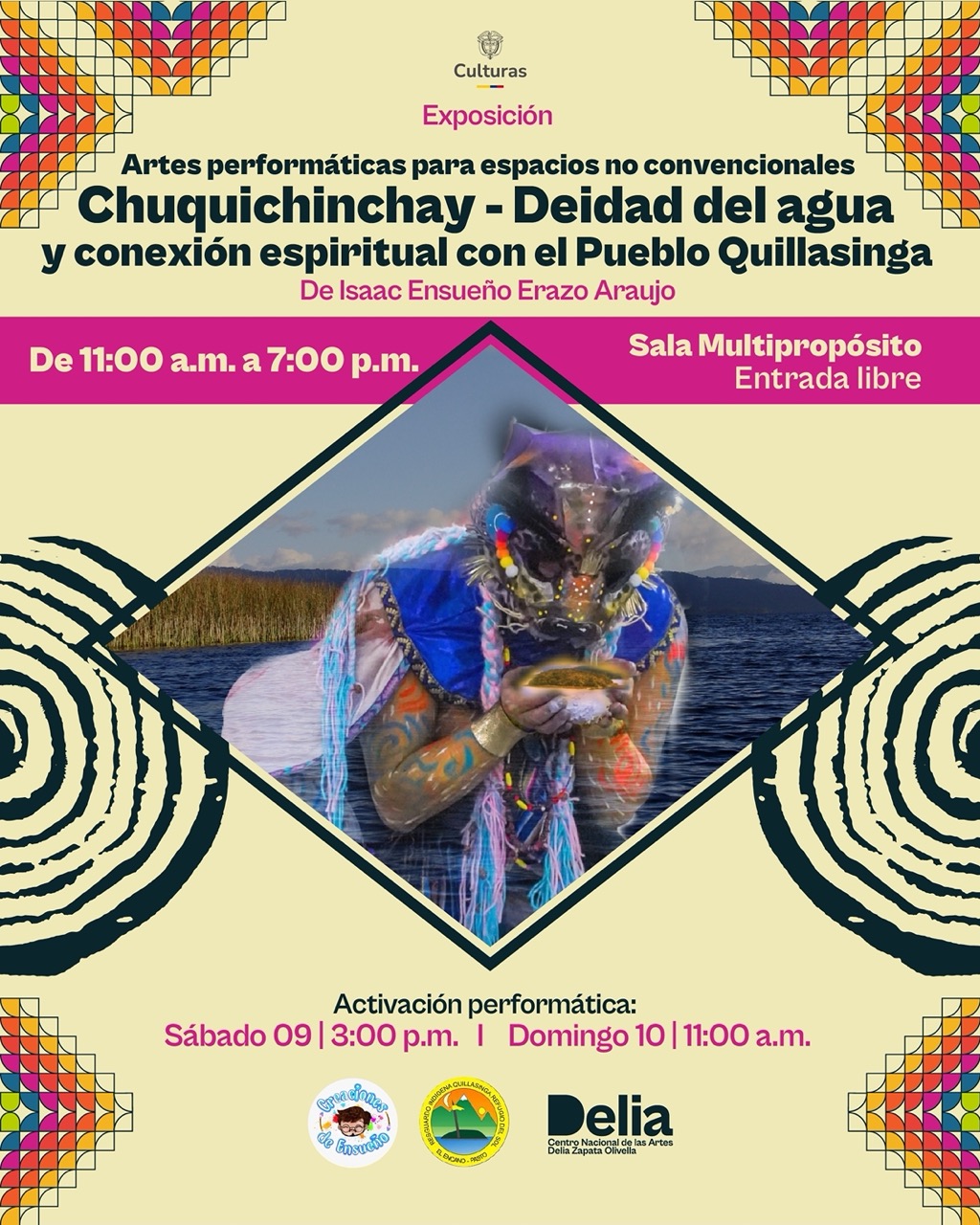 La obra 'Chuquichinchay - Deidad del agua y conexión espiritual con el Pueblo Quillasinga' es una obra performática creada por Isaac Ensueño Erazo Araujo, artista pastuso del pueblo Quillasinga y miembro de la población Qariwarmi. Esta pieza invoca ritualmente a Chuquichinchay, deidad protectora del agua y símbolo de dualidad espiritual, mediante actos de armonización colectiva que combinan cuerpo, palabra y presencia ceremonial.  