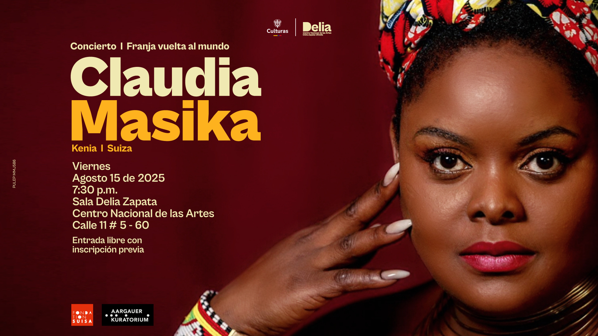 Claudia Masika es una artista africana originaria de Kenia y radicada en Suiza, reconocida por su propuesta musical en la que fusiona canciones tradicionales de la tribu Luo con influencias contemporáneas como el soul, reggae y pop.
