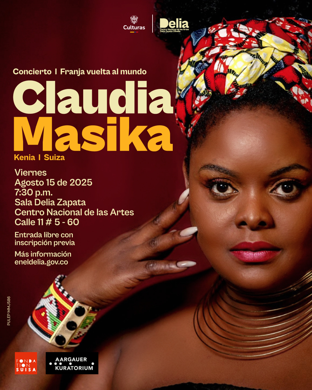 Claudia Masika es una artista africana originaria de Kenia y radicada en Suiza, reconocida por su propuesta musical en la que fusiona canciones tradicionales de la tribu Luo con influencias contemporáneas como el soul, reggae y pop.