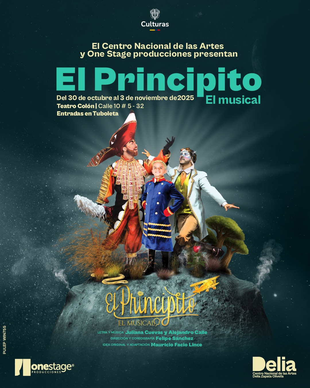 El Teatro Colón de Bogotá recibirá a finales de octubre El Principito, El Musical, un montaje de primer nivel que invita a públicos de todas las edades a redescubrir la emblemática obra de Antoine de Saint-Exupéry desde una perspectiva renovada y reflexiva. El Teatro Colón hace parte del Centro Nacional de las Artes Delia Zapata Olivella, entidad del Ministerio de las Culturas, las Artes y los Saberes.