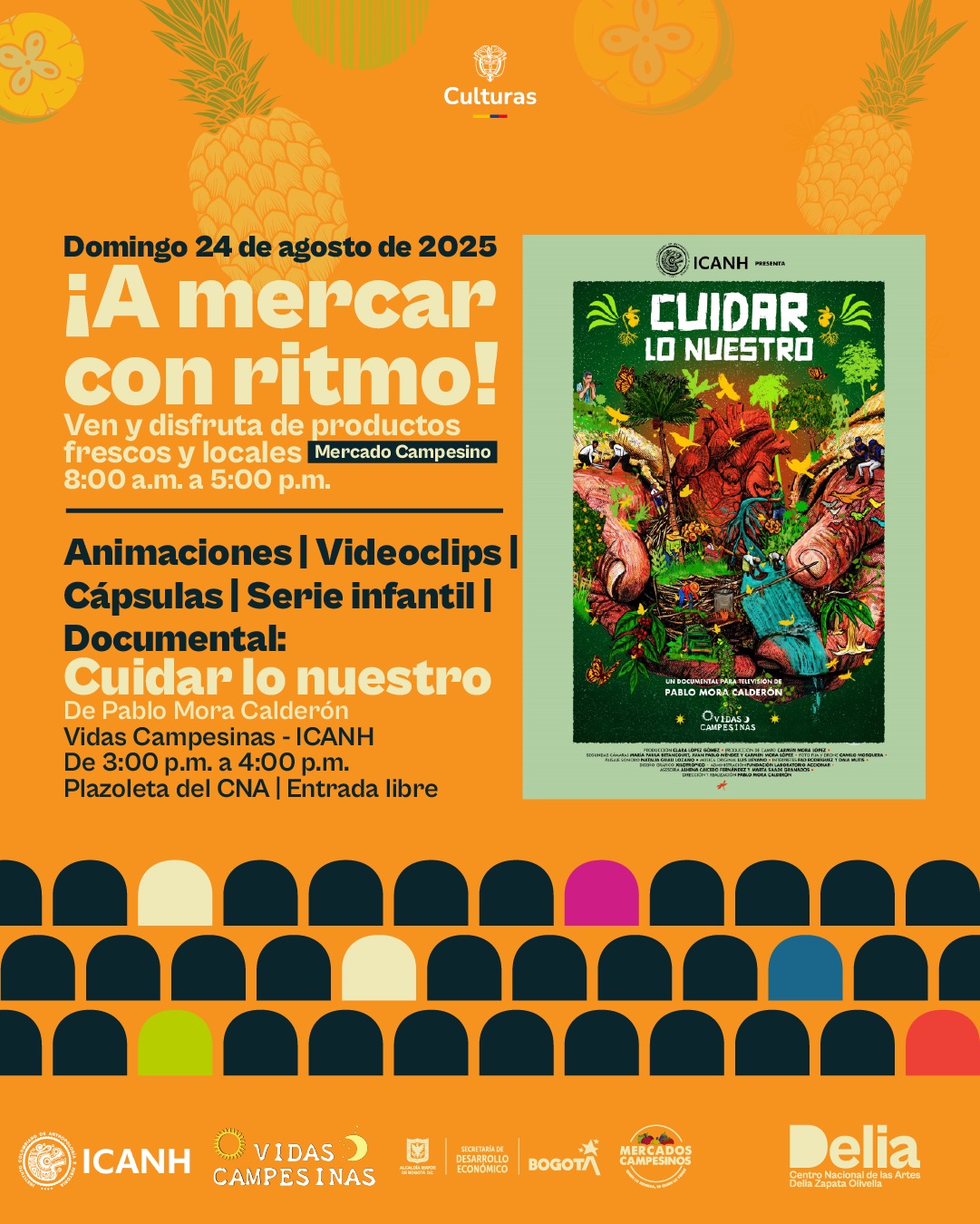 La Plazoleta CNA se llena de vida con la jornada 'Mercados Campesinos, a mercar con ritmo', un espacio para compartir sabores, apoyar la economía local y fortalecer el vínculo con nuestros territorios.