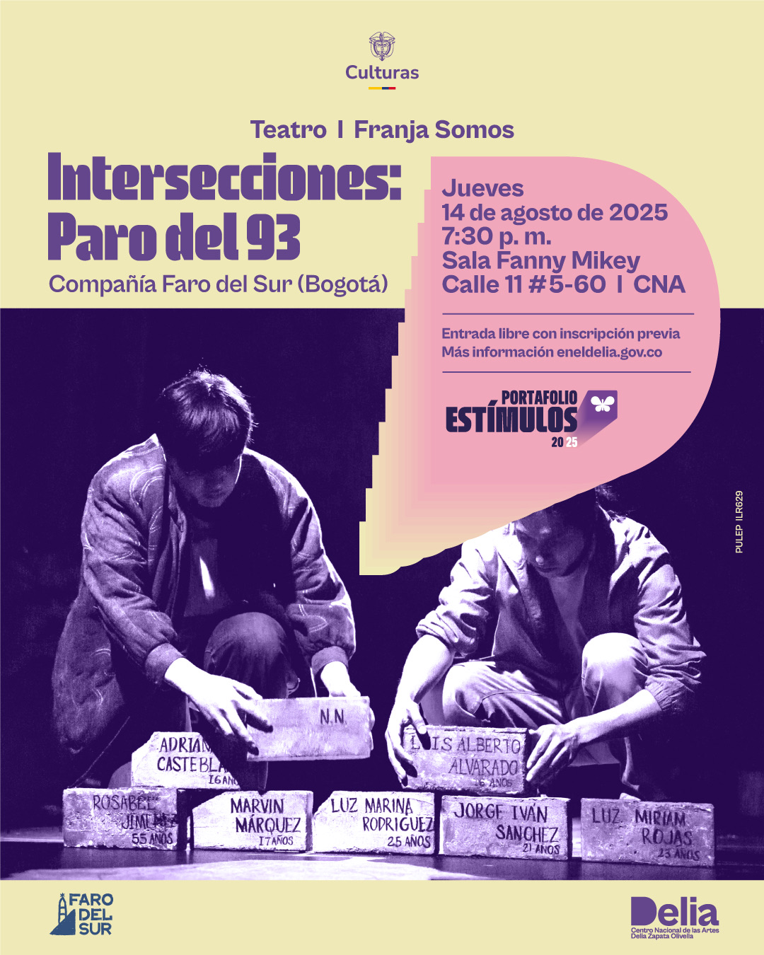 'Intersecciones: Paro del 93' es una obra teatral interdisciplinar que reconstruye el Paro Cívico de 1993 en Ciudad Bolívar, Bogotá, a partir de los testimonios de vecinos y vecinas de la localidad. La propuesta combina teatro de objetos, títeres y narrativas testimoniales para ofrecer una experiencia que une acciones cotidianas con reflexiones filosóficas sobre el poder.