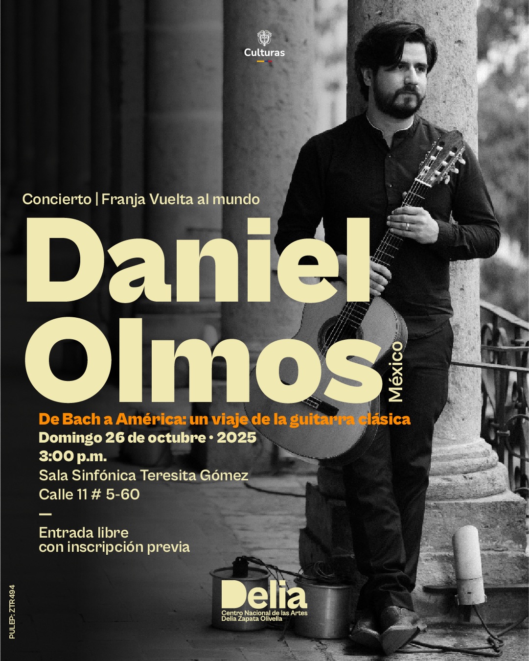 Daniel Olmos es uno de los guitarristas clásicos más destacados de su generación. Nacido en Morelia, inició su formación con la guía de su padre, el maestro Raúl Olmos, y más adelante consolidó su técnica bajo la influencia del reconocido guitarrista argentino Víctor Pellegrini, quien marcó de manera decisiva su visión artística.