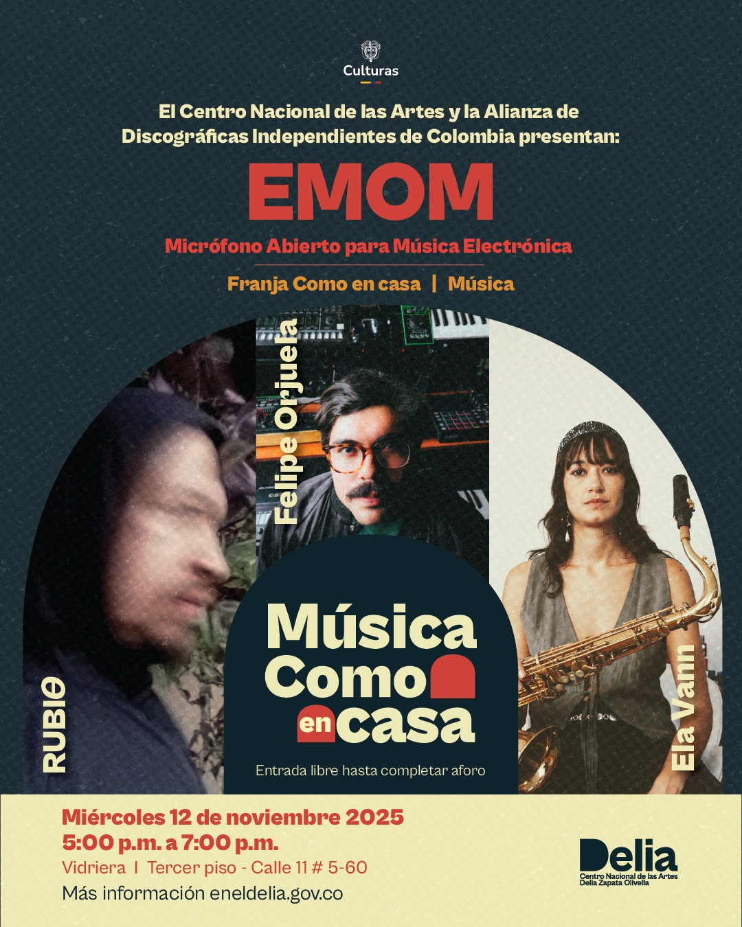 El Micrófono Abierto de Música Electrónica es un espacio de la Franja Como en casa que invita a artistas y público a encontrarse en torno a la experimentación sonora. Un escenario abierto donde la música electrónica se mezcla con la conversación, la curiosidad y la cercanía de estar 'como en casa'.