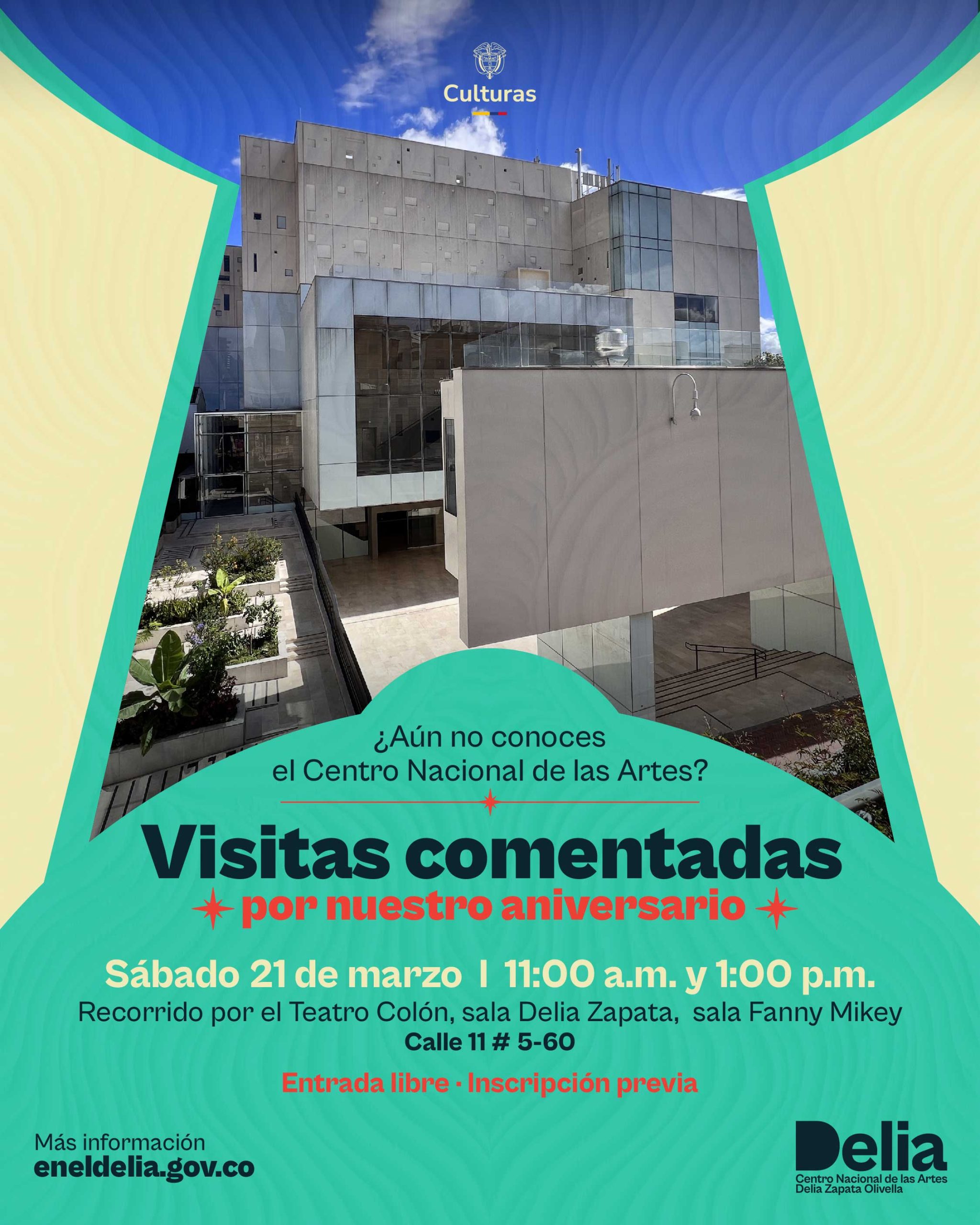 Ven y disfruta de un recorrido por el Teatro Colón, la sala Delia Zapata y la sala Fanny Mikey. Acompáñanos en una visita guiada en la que podrás descubrir datos interesantes sobre este complejo cultural. Agenda tu visita con familia o amigos y vive una experiencia única, donde las culturas, las artes y los saberes siempre están presentes. El ingreso al recorrido será por la calle 11 #5-60. La entrada es libre con inscripción previa.