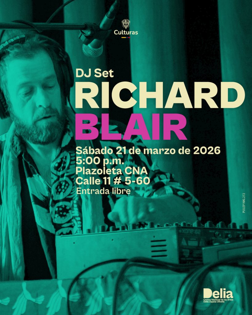 Richard Blair, un músico, productor e ingeniero clave en la transformación del sonido colombiano, ofrecerá en el Centro Nacional de las Artes un DJ set en vinilo que recorre músicas del mundo desde su mirada como selector. Esta sesión será un viaje sonoro que refleja su trayectoria y sensibilidad musical, donde dialogan ritmos globales y raíces locales