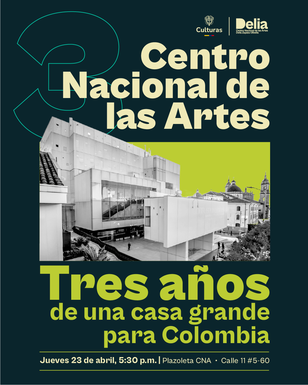 La celebración continúa del Centro Nacional de las Artes, tres años de ser una casa grande para Colombia. Un lugar donde las historias, las voces y la creatividad nos reúnen.