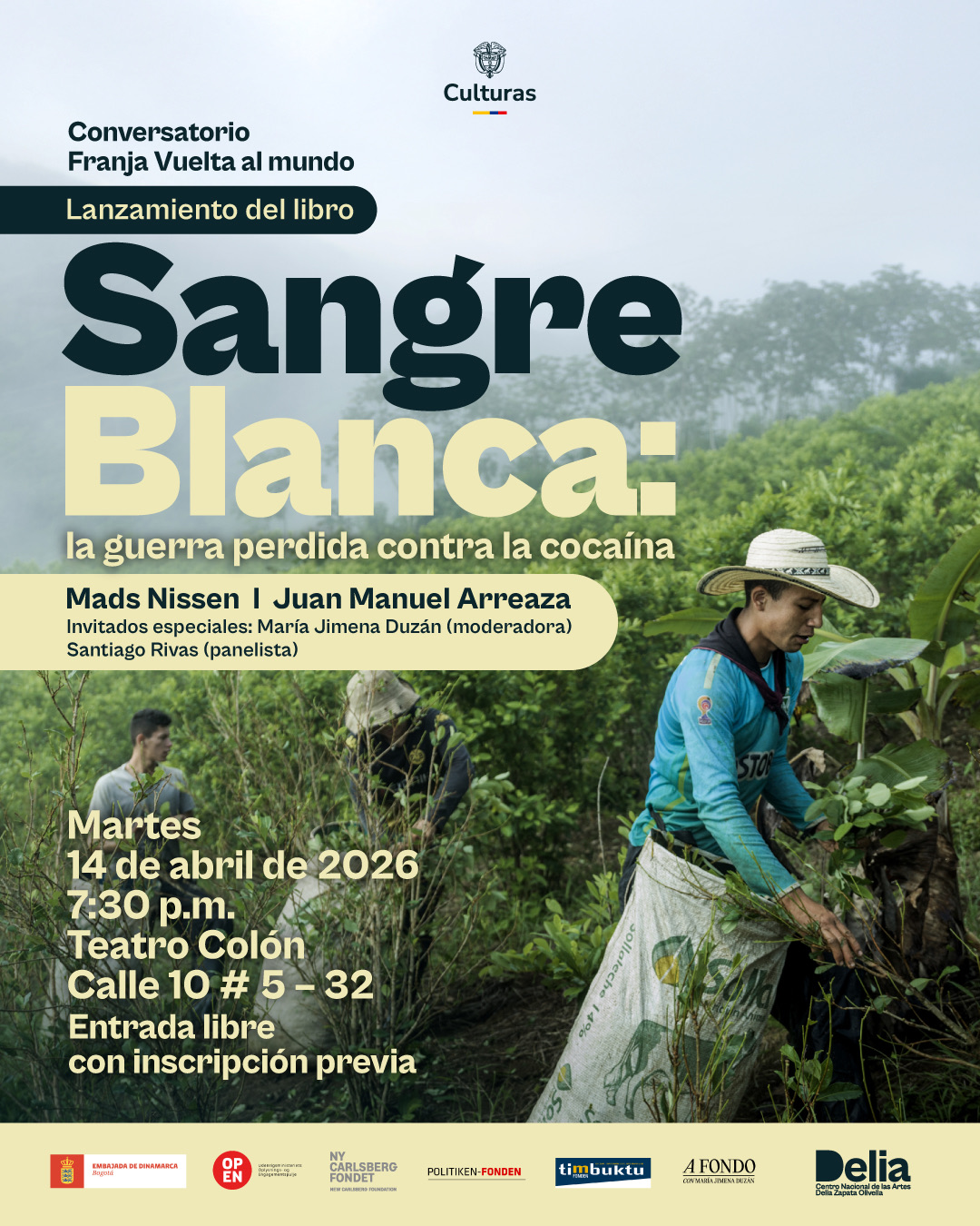 El Teatro Colón del Centro Nacional de las Artes abre sus puertas al lanzamiento de Sangre Blanca, un proyecto del reconocido fotoperiodista danés Mads Nissen, ganador del World Press Photo, en colaboración con el artista colombiano Juan Manuel Arreaza. El libro reúne años de investigación y creación visual para seguir la ruta global de la cocaína —desde los territorios de producción en América Latina hasta los espacios de consumo en Europa— y revelar las consecuencias humanas de esta economía que atraviesa fronteras, cuerpos y vidas.