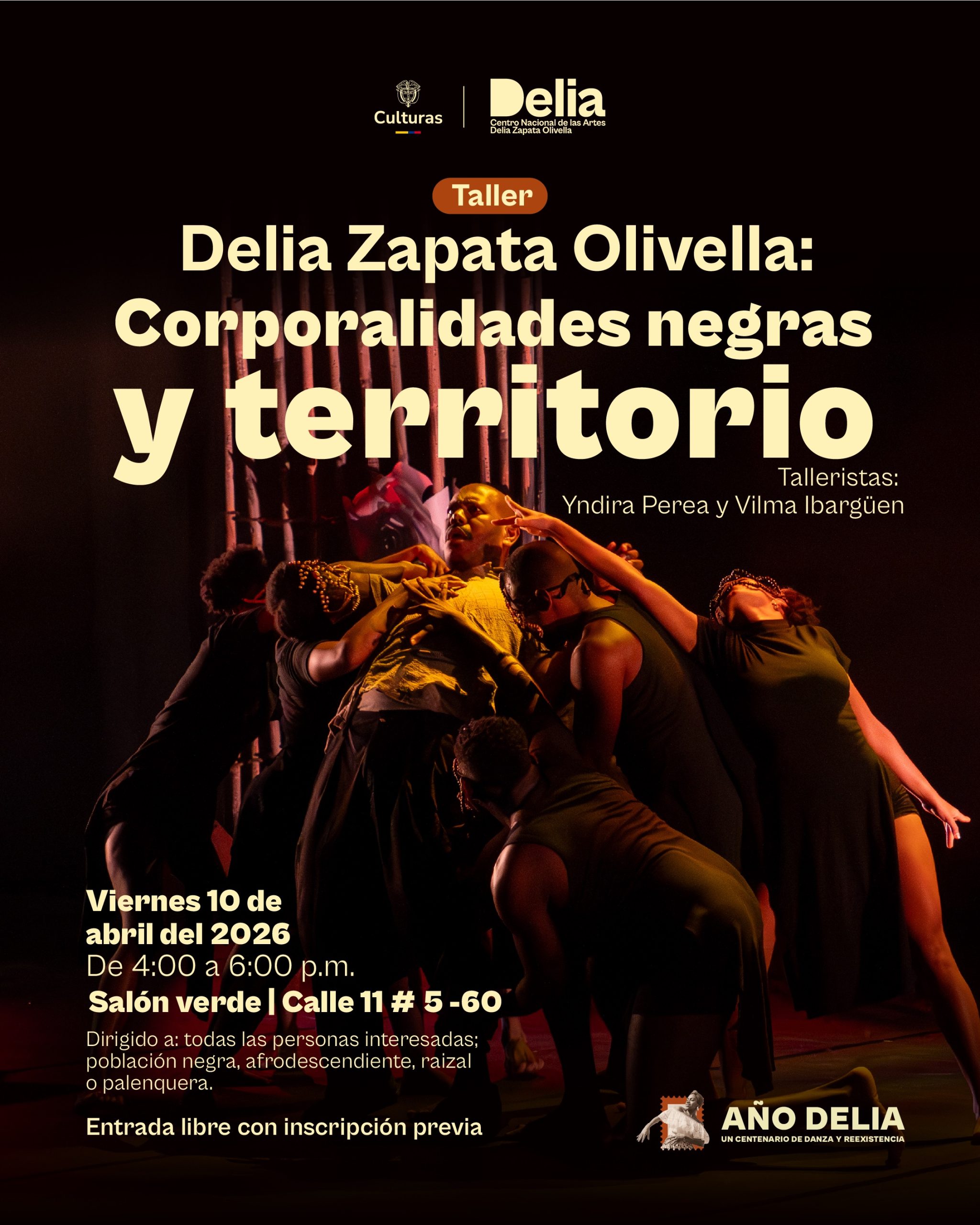 Este taller práctico propone explorar las dimensiones expresivas de los cuerpos desde sus propias enunciaciones, situando en el centro la presencia y el lugar de los cuerpos negros en los procesos de creación. Se inspira en el trabajo investigativo de Delia Zapata Olivella