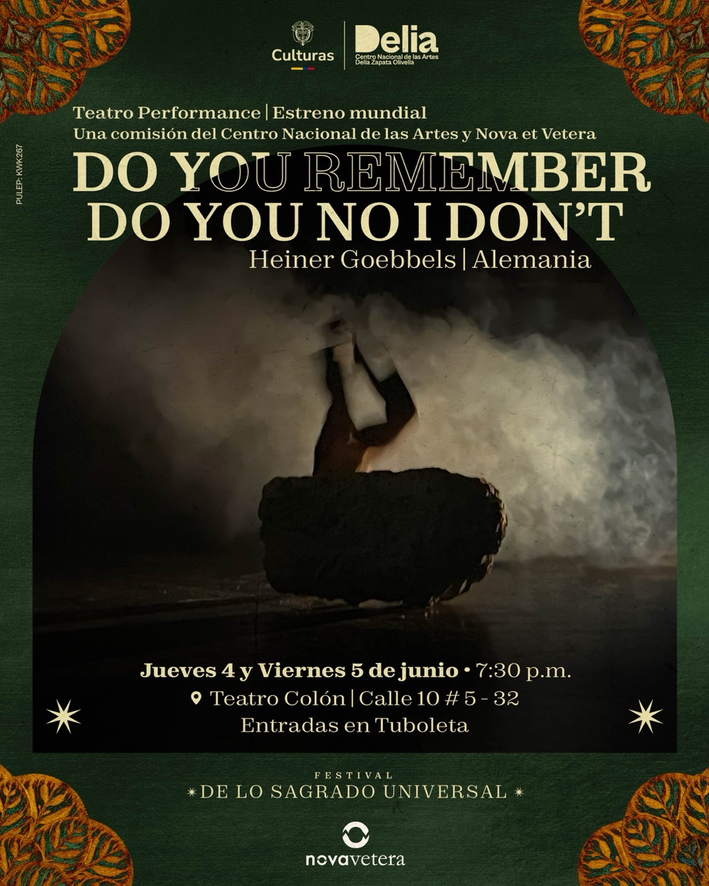 Este proyecto, enmarcado en el festival De lo Sagrado Universal, presenta una creación inédita de Heiner Goebbels para el Teatro Colón del Centro Nacional de las Artes Delia Zapata Olivella. La obra se concibe como una experiencia colectiva que explora la convivencia de contradicciones sin resolverlas, alejándose de narrativas lineales y certezas.