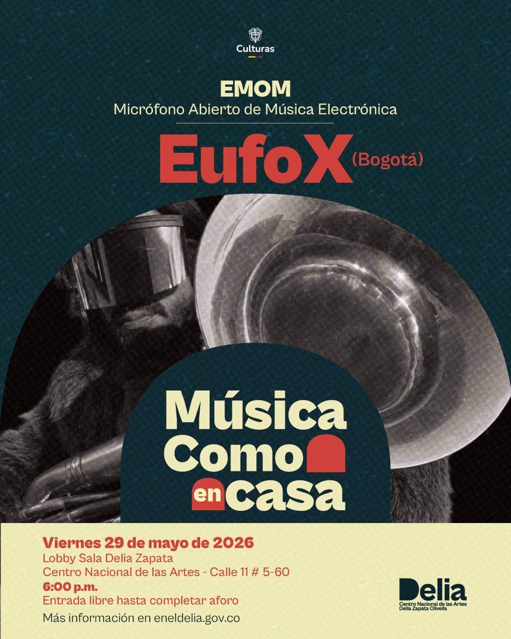EufoX es el live act del artista colombiano Sebastián Rozo: un proyecto que cruza procedimientos análogos y electrónicos para revelar facetas rítmicas y armónicas inéditas del eufonio, también llamado bombardino, uno de los instrumentos de viento metal más versátiles y reconocido en Colombia por su papel protagónico en los ritmos tropicales.