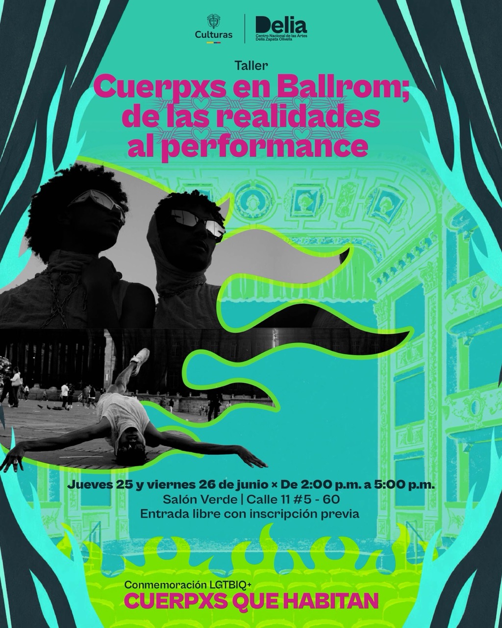 Este taller propone un acercamiento a la cultura ballroom como práctica corporal, artística y política nacida de las comunidades negras y latinas disidentes. A través de dos jornadas, donde lxs participantes explorarán los fundamentos del movimiento, la expresión y la presencia escénica, avanzando hacia la construcción de una secuencia performativa que será registrada en formato de video. El espacio busca fortalecer la relación con el cuerpo, la identidad y la colectividad desde el goce, la memoria y la resistencia.