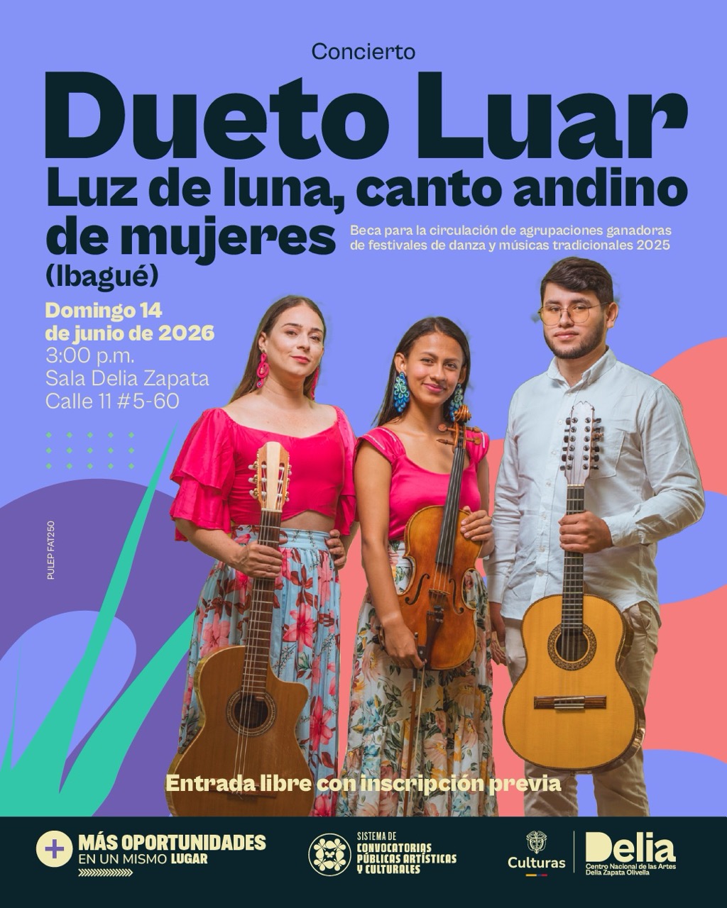 Dueto Luar es un proyecto musical vocal andino colombiano integrado por dos mujeres que, acompañadas del tiple —instrumento declarado patrimonio artístico y cultural de la nación—, enaltecen el papel transformador de la mujer en la cultura y la música del país.