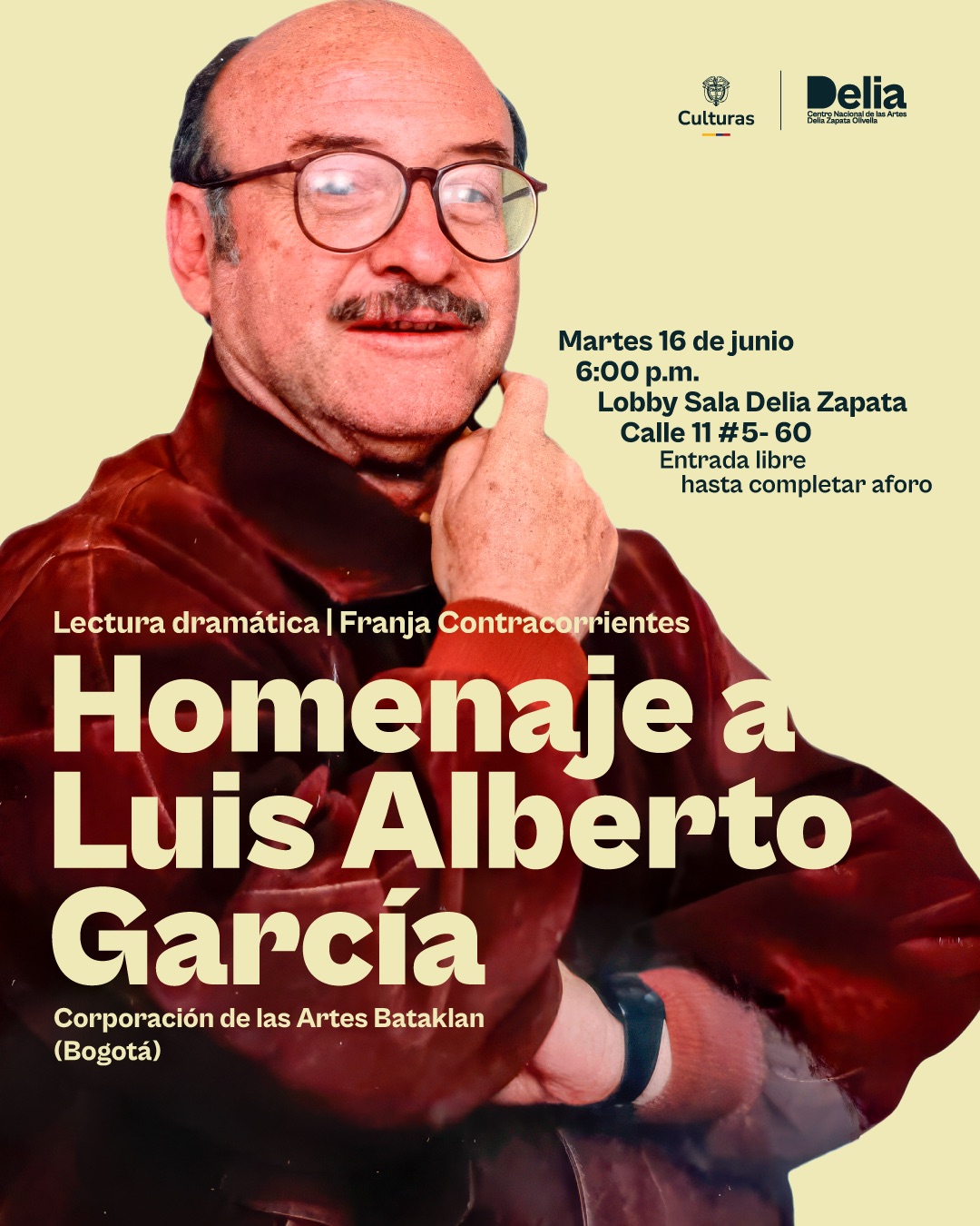 La agrupación Bataklan Teatro realiza un homenaje a la vida y legado del maestro Luis Alberto García a través de la lectura dramática de la obra "Ven por mí cada noche"