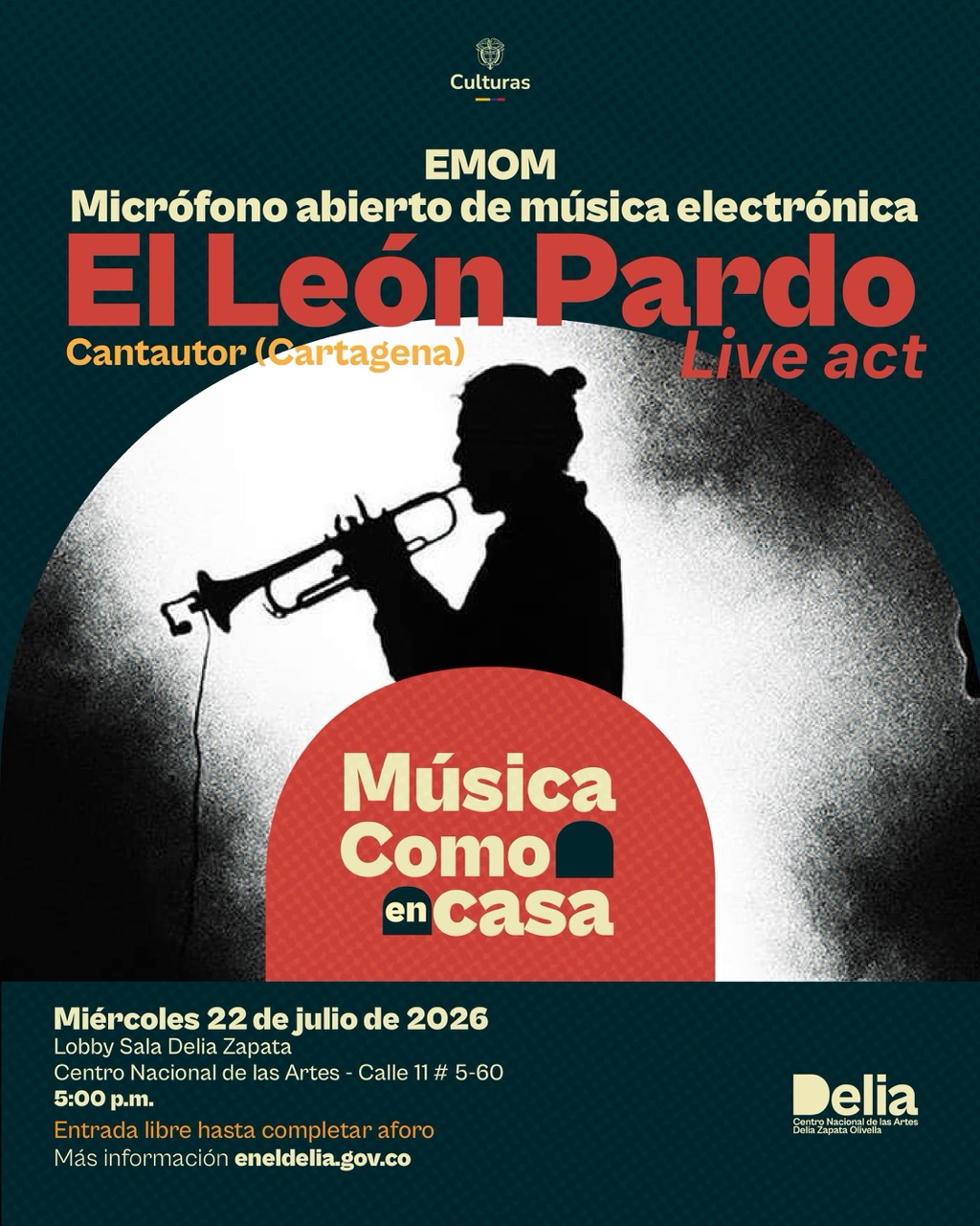 Los Electronic Music Open Mic (Micrófono Abierto de Música Electrónica) nacieron en Manchester en 2017 como espacios de encuentro para músicos electrónicos. Compositor, trompetista y gaitero cartagenero, quien ha sido influenciado desde siempre por el alma de la gaita y la música del Caribe colombiano. En 2013 da nacimiento a 'El León Pardo', música que nace del deseo de expresar sonidos y melodías propias donde se plasma la esencia de la trompeta. Ha hecho parte de proyectos fundamentales de la música colombiana contemporánea, como Ondatrópica, Velandia y La Tigra, Curupira y Frente Cumbiero. El León Pardo desarrolla una propuesta musical que explora diversas posibilidades sonoras y recursos instrumentales, sin limitarse a un género específico.