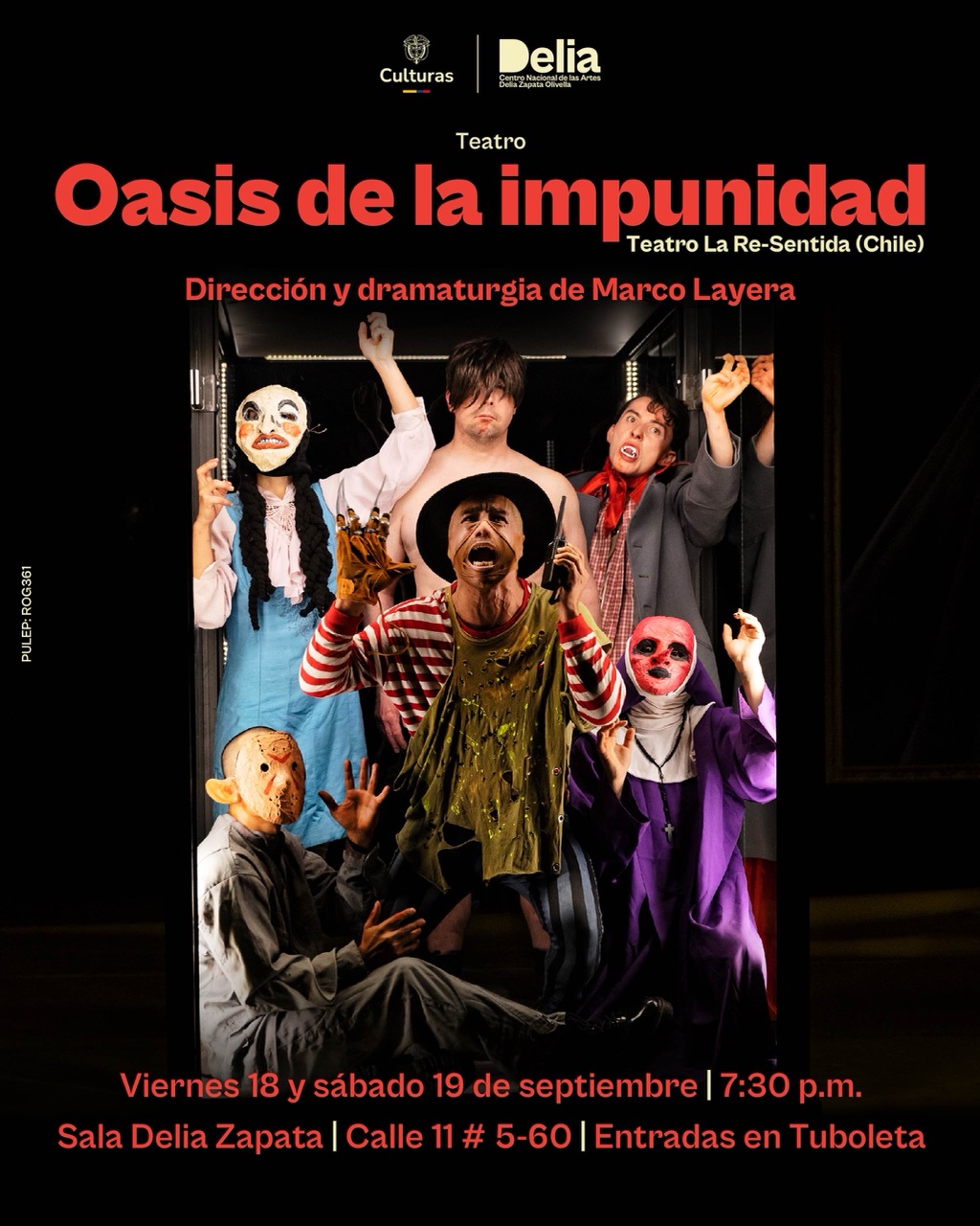 La Re-sentida, bajo la dirección de Marco Layera, desarrolla en Oasis de la impunidad una investigación teatral y coreográfica nacida a partir del estallido social del 18 de octubre de 2019 en Santiago de Chile, para examinar las condiciones sistémicas e individuales que sostienen la violencia estatal.