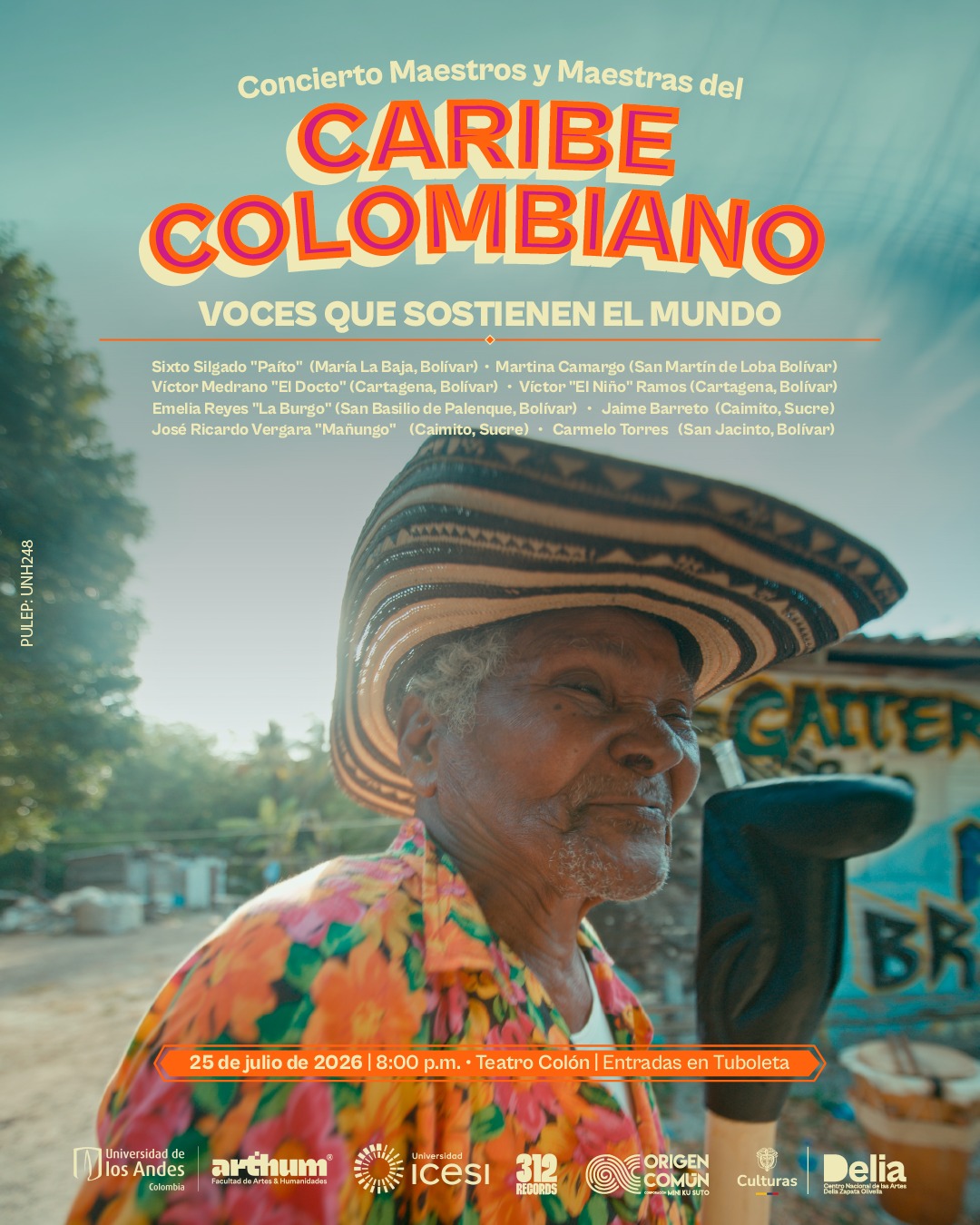 Maestros y Maestras del Caribe Colombiano convoca a destacados portadores de tradición para compartir un repertorio que reconoce el valor de los saberes transmitidos de generación en generación y el papel fundamental de quienes los han mantenido vivos.