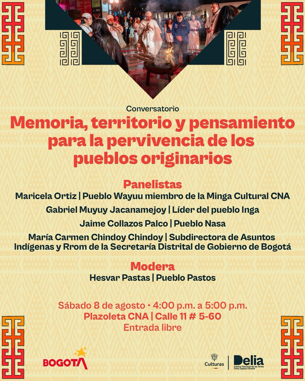 El conversatorio propone un espacio de diálogo intercultural para reconocer la memoria, la cultura, la espiritualidad y el territorio como fundamentos de la pervivencia de los pueblos indígenas, articulando la narrativa 'Semillas de Memoria, Cultura y Resistencia'