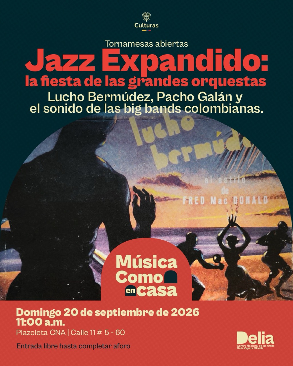 El 20 de septiembre, Tornamesas Abiertas invita a celebrar el legado de las grandes orquestas colombianas y su encuentro con el jazz. Esta sesión de Jazz Expandido: la fiesta de las grandes orquestas estará dedicada a figuras fundamentales como Lucho Bermúdez y Pacho Galán, quienes llevaron los ritmos del Caribe colombiano a los salones de baile y contribuyeron a transformar la historia sonora del país.
