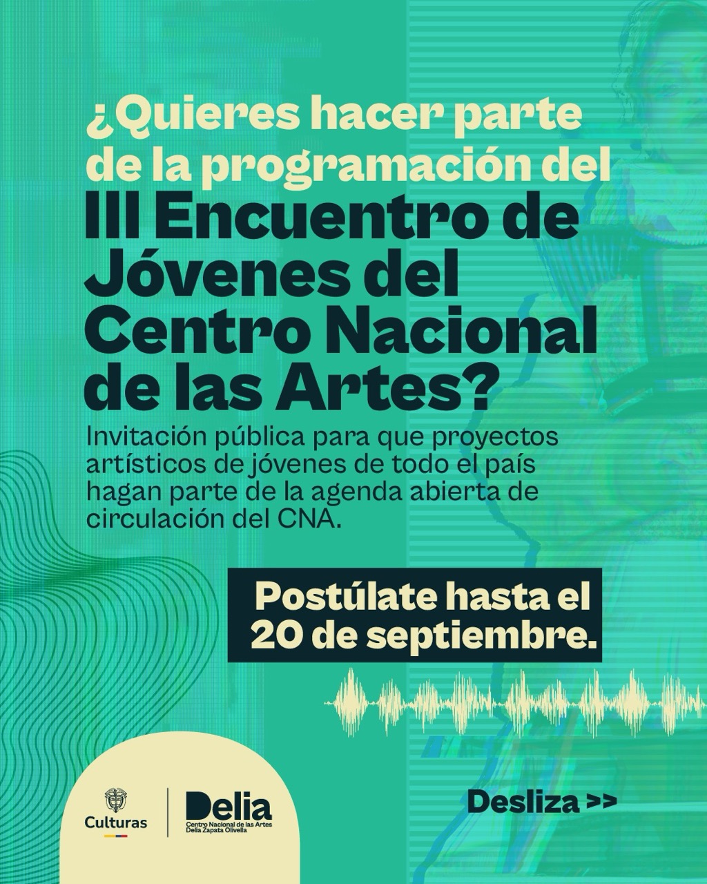 Artistas, agrupaciones, colectivos y agentes culturales jóvenes del país podrán postular sus proyectos a través de la invitación pública, la cual estará abierta hasta el 20 de septiembre de 2026 y contempla 11 categorías para propuestas de diferentes disciplinas y formatos artísticos. 