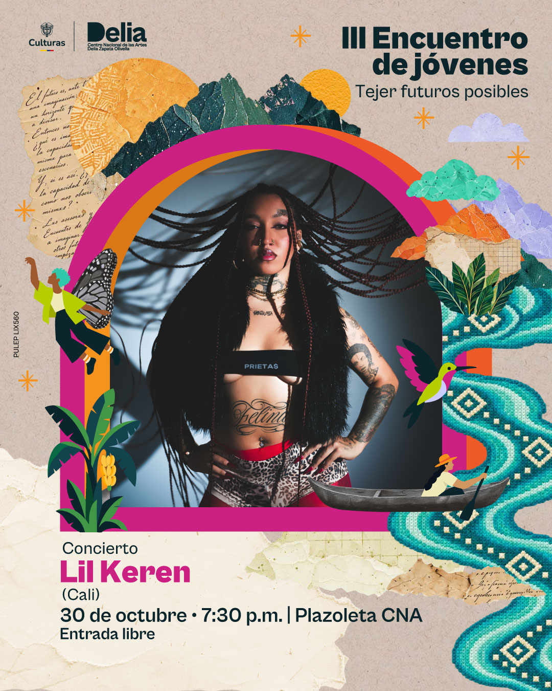 Rapera, cantante, compositora y productora nacida en Cali, Lil Keren comenzó a escribir poesía desde niña y encontró en el hip hop un territorio para construir su propia voz.