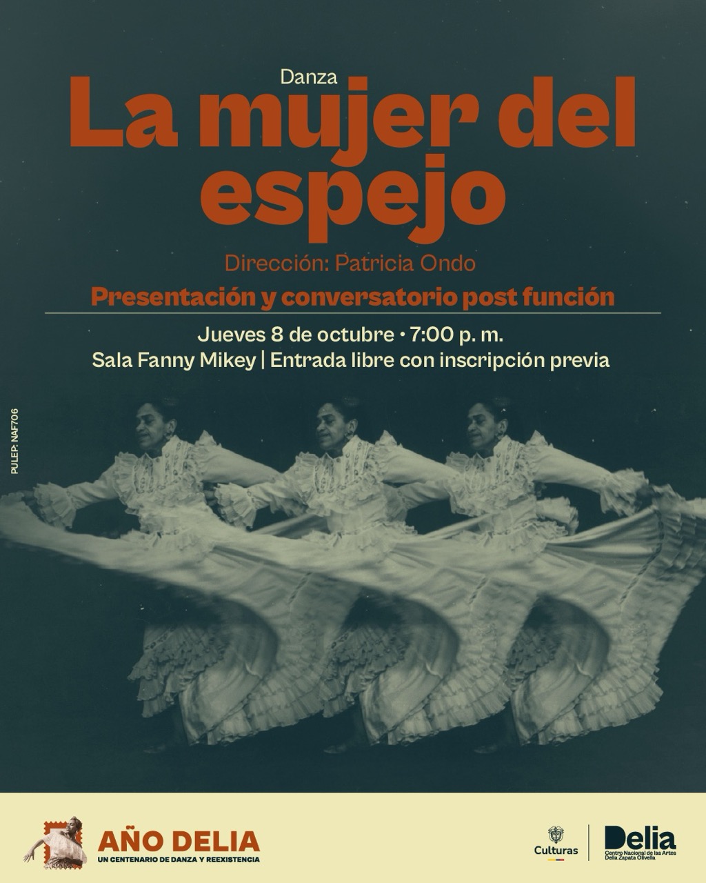 La mujer del espejo es una creación escénica de danza que surge del laboratorio intensivo de investigación-creación Miremos cómo Delia miraba, dirigido por Patricia Ondo. Durante cinco jornadas, diez mujeres afrodescendientes se encuentran para explorar el cuerpo como territorio, archivo y memoria