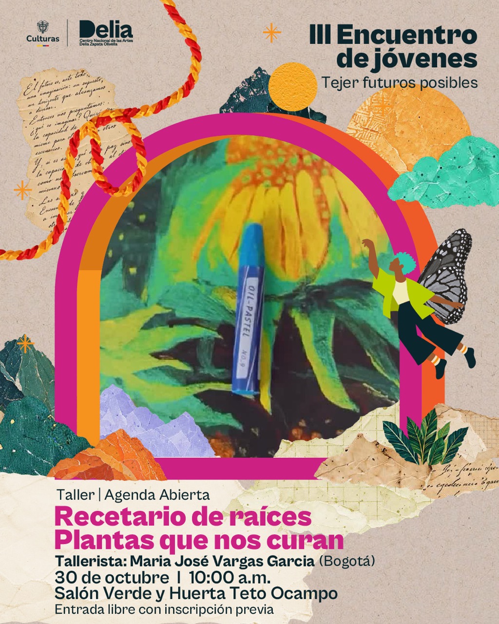 Recetario de raíces es un taller de mediación que invita a jóvenes a conversar, recordar y dibujar las plantas, remedios y recetas caseras que circulan en sus familias y territorios. Cada recuerdo abre la puerta a otro: una planta mencionada por una abuela, el remedio de un vecino o un olor capaz de traer de vuelta una casa.